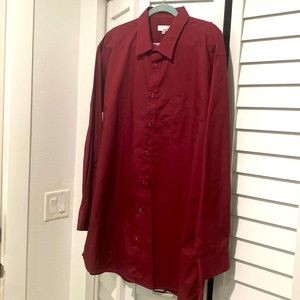 Modena mens big and tall button down shirt maroon